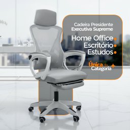 Cadeira de Escritório Presidente Executiva Oficial Supreme - Cinza - 1 - 3