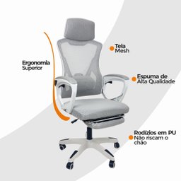 Cadeira de Escritório Presidente Executiva Oficial Supreme - Cinza - 1 - 6