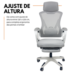 Cadeira de Escritório Presidente Executiva Oficial Supreme - Cinza - 1 - 3