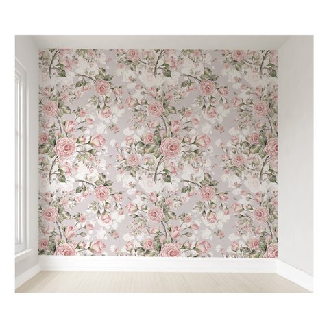 Papel de parede infantil floral menina adesivo flores PP02 M²