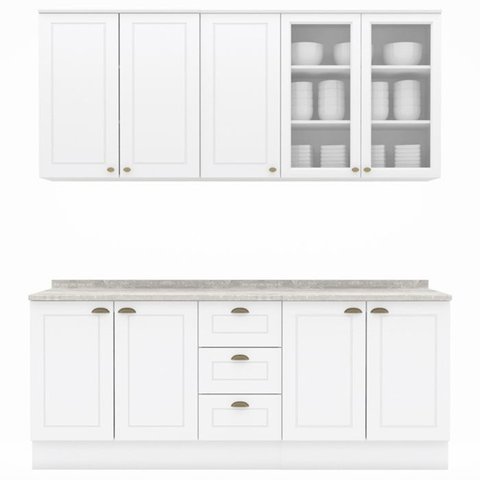 Cozinha Modulada 200 Cm Ce854 Americana Branco Calcare Henn