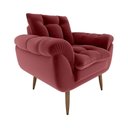 Ver imagem 1 de Poltrona Decorativa Confortável Pés em Madeira Maciça Xangai Veludo Vermelho Matrix Veludo