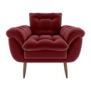 Ver imagem 2 de Poltrona Decorativa Confortável Pés em Madeira Maciça Xangai Veludo Vermelho Matrix Veludo
