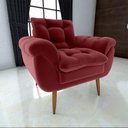 Ver imagem 3 de Poltrona Decorativa Confortável Pés em Madeira Maciça Xangai Veludo Vermelho Matrix Veludo