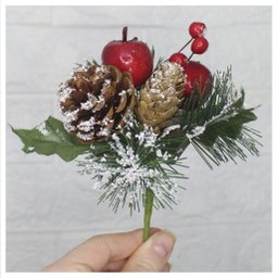 Kit 12 Ramos Maçã Decoração Natal Artificial com Detalhes Branco 17cm - 3