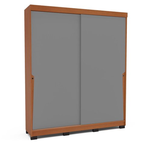 Roupeiro Porto 2 Portas de Correr 2 Gavetas 177x213cm Freijó/Cinza 240826