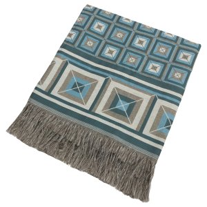 Xale Manta Sofá Protetora Decorativa Luxo Dupla Face Jacquar 1,40x1,70m Cairo Turquesa