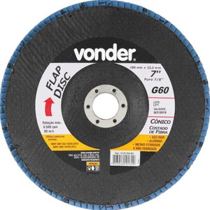 Flap disc 7" g60 costado fibra cônico p/ aço carbono e inox