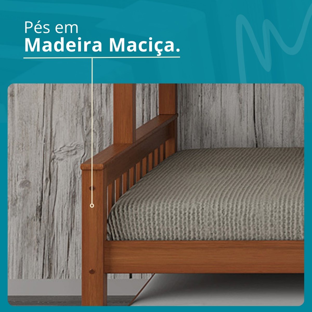 Beliche Casal/solteiro em Madeira Merk com Cama Auxiliar Solteiro - 4