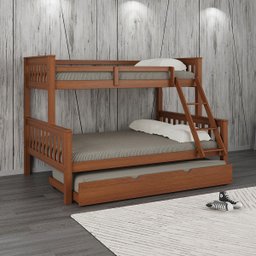 Beliche Casal/solteiro em Madeira Merk com Cama Auxiliar Solteiro - 1