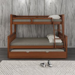 Beliche Casal/solteiro em Madeira Merk com Cama Auxiliar Solteiro - 2