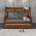 Ver imagem 2 de Beliche Casal/solteiro em Madeira Merk com Cama Auxiliar Solteiro