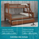 Ver imagem 3 de Beliche Casal/solteiro em Madeira Merk com Cama Auxiliar Solteiro