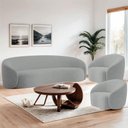 Ver imagem 2 de Kit Sofá 3 Lugares 200cm e 2 Poltronas Orgânica Luxo Recepção Amore Bouclé Cinza