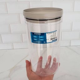Kit 2 Potes Herméticos Soprano 2,1l Porta Mantimentos Plástico com Tampa Redondas Cinza - 4