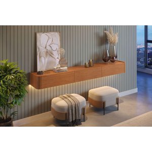 Nicho Union 3 Gavetas com Led Cor:naturalle