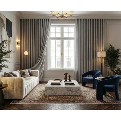 Cortina Wave Copenhagen 6,40m X 2,60m – Gaze com Forro Semi Blackout - Cinza