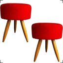 Ver imagem 1 de Kit 2 Puff Decorativo Redondo para Sala Quarto Penteadeira Pé Palito Castanho Suede Cores