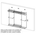 Ver imagem 2 de Arara Cabideiro Aramado Trilho Sapateira Maleiro 2,20m Pt