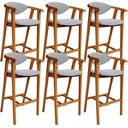 Ver imagem 1 de Kit 06 Banquetas Alta para Cozinha Bancada Bar Sala de Jantar Fixa Cecília L02 Suede Cinza - Lyam