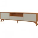 Ver imagem 7 de Conjunto Rack + Buffet Vertex 180cm 3 Portas Off White-Naturalle Mavaular Móveis