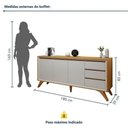 Ver imagem 5 de Conjunto Rack + Buffet Vertex 180cm 3 Portas Off White-Naturalle Mavaular Móveis