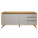 Ver imagem 2 de Conjunto Rack + Buffet Vertex 180cm 3 Portas Off White-Naturalle Mavaular Móveis
