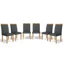 Ver imagem 1 de Kit com 6 Cadeiras Ana Madeira Maciça Estofadas para Mesa de Jantar Linho Chumbo 406