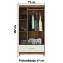 Ver imagem 3 de Guarda Roupas Solteiro 3 Portas 1 Gaveta Amêndoa/off White Prince Demóbile