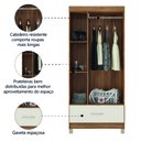 Ver imagem 4 de Guarda Roupas Solteiro 3 Portas 1 Gaveta Amêndoa/off White Prince Demóbile