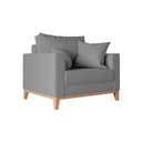 Ver imagem 3 de Kit 2 Poltronas Beny Decorativa com 2 Almofadas Linho Cinza Base em Madeira Maciça