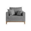 Ver imagem 4 de Kit 2 Poltronas Beny Decorativa com 2 Almofadas Linho Cinza Base em Madeira Maciça