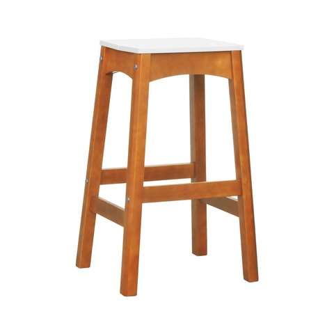 Banco Alto Áustria Madeira Maciça Assento Mdf Laqueado - Amêndoa/branco