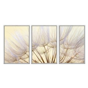 Kit 03 Quadros Decorativos - Dente de Leao Outono Flnt071 - Vidro com Impressão Uv - 60x80cm