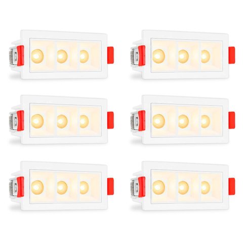 6 Mini Spot Downlight Triplo Embutir 3000k Recuado Bet90