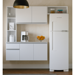 Kit Cozinha Suspensa Mel com Balcão 163cm Branco - Poquema Móveis - 1