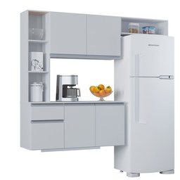 Kit Cozinha Suspensa Mel com Balcão 163cm Branco - Poquema Móveis - 4