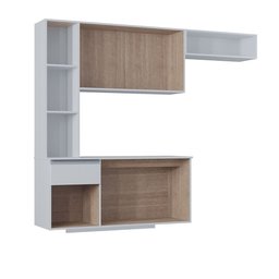 Kit Cozinha Suspensa Mel com Balcão 163cm Branco - Poquema Móveis - 6