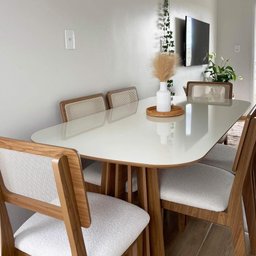 Conjunto de Jantar 6 Lugares Mesa Tampo em Vidro 1,80m Dalla - 2