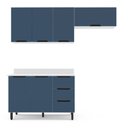 Ver imagem 3 de Cozinha Compacta 250063 3 Peças Meena com Tampo Branco Azul Politorno Móveis