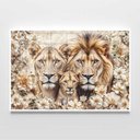 Ver imagem 3 de Quadro Decorativo Florido Família Leão e Leoa com Filhote Sala Quarto Casa Escritório