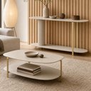 Ver imagem 4 de Kit Aparador e Mesa de Centro para Sala de Estar Orgânico Industrial Épic L05 Off White - Lyam