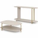 Ver imagem 2 de Kit Aparador e Mesa de Centro para Sala de Estar Orgânico Industrial Épic L05 Off White - Lyam