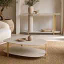 Ver imagem 3 de Kit Aparador e Mesa de Centro para Sala de Estar Orgânico Industrial Épic L05 Off White - Lyam