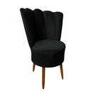 Ver imagem 2 de Cadeira Poltrona Decorativa Pétala Veludo Luxo Premium Pés Retrô Palito Sala e Quarto Preto