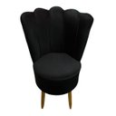 Ver imagem 1 de Cadeira Poltrona Decorativa Pétala Veludo Luxo Premium Pés Retrô Palito Sala e Quarto Preto