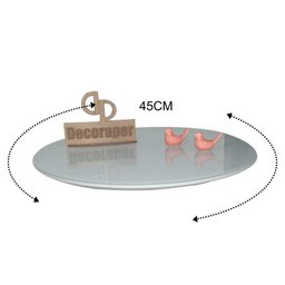 Prato Giratorio com Vidro Laqueado 45cm - Off White - 2