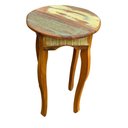 Ver imagem 1 de Mesa Lateral Redonda Rústica em Madeira de Demolição – 40x65cm