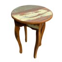 Ver imagem 4 de Mesa Lateral Redonda Rústica em Madeira de Demolição – 40x65cm
