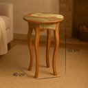 Ver imagem 3 de Mesa Lateral Redonda Rústica em Madeira de Demolição – 40x65cm